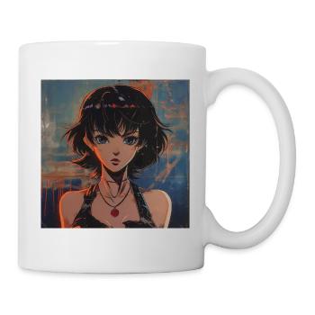 80er Jahre Anime Mädchen beruhigender hochwertiger Modedruck - Tasse - Weiß - Rechts