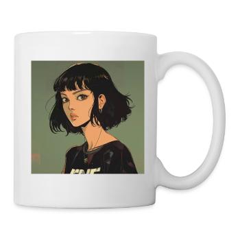 80er Jahre Anime Mädchen beruhigender hochwertiger Modedruck - Tasse - Weiß - Rechts