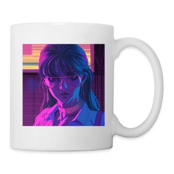 80er Jahre Anime Mädchen beruhigender hochwertiger Modedruck - Tasse - Weiß - Rechts
