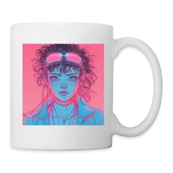80er Jahre Anime Mädchen beruhigender hochwertiger Modedruck - Tasse - Weiß - Rechts