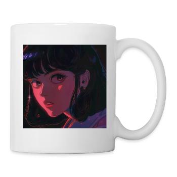 80er Jahre Anime Mädchen beruhigender hochwertiger Modedruck - Tasse - Weiß - Rechts