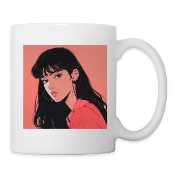 80s anime girl calming high quality fashion print - Mug - white - Right