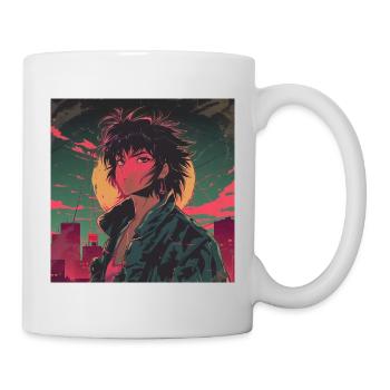 80er Jahre Anime Typ beruhigender hochwertiger Modedruck - Tasse - Weiß - Rechts