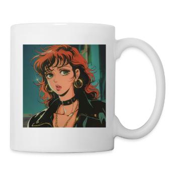 80er Jahre Anime Mädchen beruhigender hochwertiger Modedruck - Tasse - Weiß - Rechts