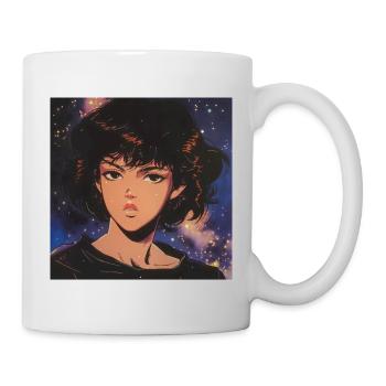 80er Jahre Anime Mädchen beruhigender hochwertiger Modedruck - Tasse - Weiß - Rechts