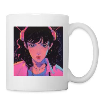80er Jahre Anime Mädchen beruhigender hochwertiger Modedruck - Tasse - Weiß - Rechts