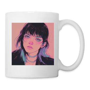 80er Jahre Anime Mädchen beruhigender hochwertiger Modedruck - Tasse - Weiß - Rechts