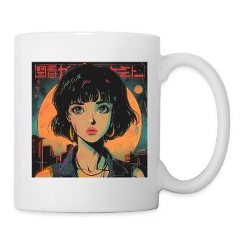 80er Jahre Anime Mädchen beruhigender hochwertiger Modedruck - Tasse - Weiß - Rechts