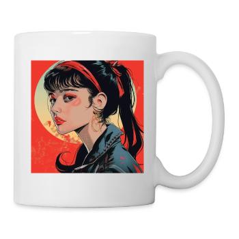 80er Jahre Anime Mädchen beruhigender hochwertiger Modedruck - Tasse - Weiß - Rechts