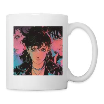 80er Jahre Anime Gang beruhigender hochwertiger Modedruck - Tasse - Weiß - Rechts