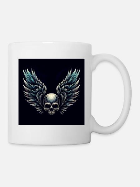 Skull with wings (black) - Mug - white