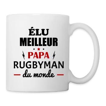 Élu meilleur papa rugbyman du monde,fête des pères - Mug blanc - blanc - Droite