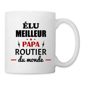 Élu meilleur papa routier du monde,fête des pères - Mug blanc - blanc - Droite