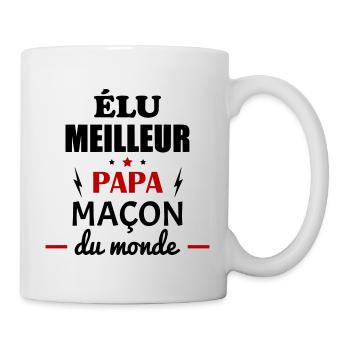 Élu meilleur papa maçon du monde,fête des pères - Mug blanc - blanc - Droite