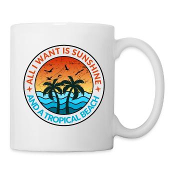 Tropical Vacation Sun Sea Beach Palm Tree Umbrella - Mug - white - Right