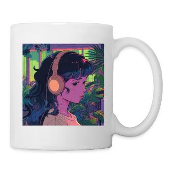 Pflanzen und Musik - hochwertiger Modedruck - Tasse - Weiß - Rechts
