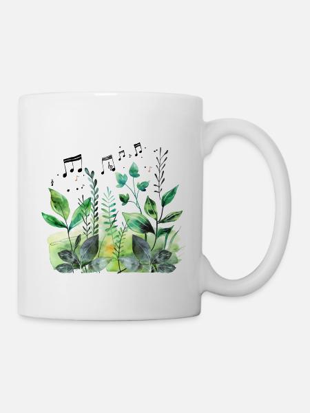Pflanzen und Musik - hochwertiger Modedruck - Tasse - Weiß