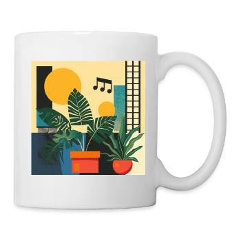 Plantes et musique - Impression de mode de haute qualité - Mug blanc - blanc - Droite