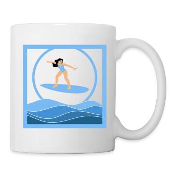 Surfeuse brune au dessus des vagues - Mug blanc - blanc - Droite