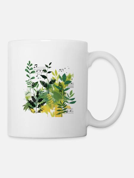 Pflanzen und Musik - hochwertiger Modedruck - Tasse - Weiß
