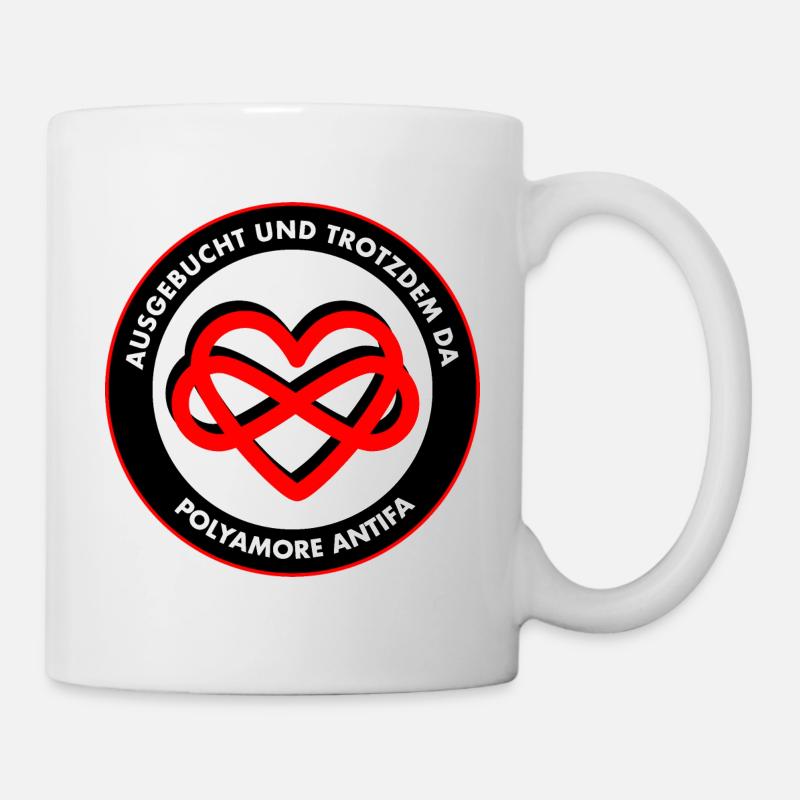 Polyamore Antifa: Ausgebucht und trotzdem da! - Tasse - Weiß