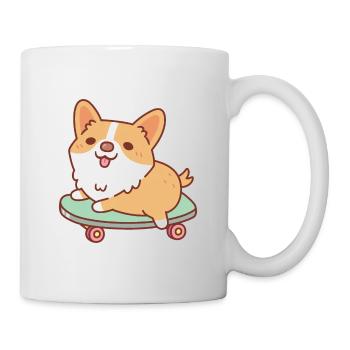 Cute Corgi Skating On Skateboard - Mug - white - Right