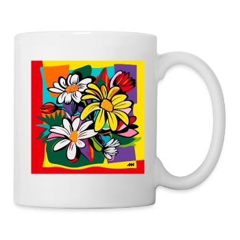 Pop Art Style / Colorful Flower Motif - Mug - white - Right