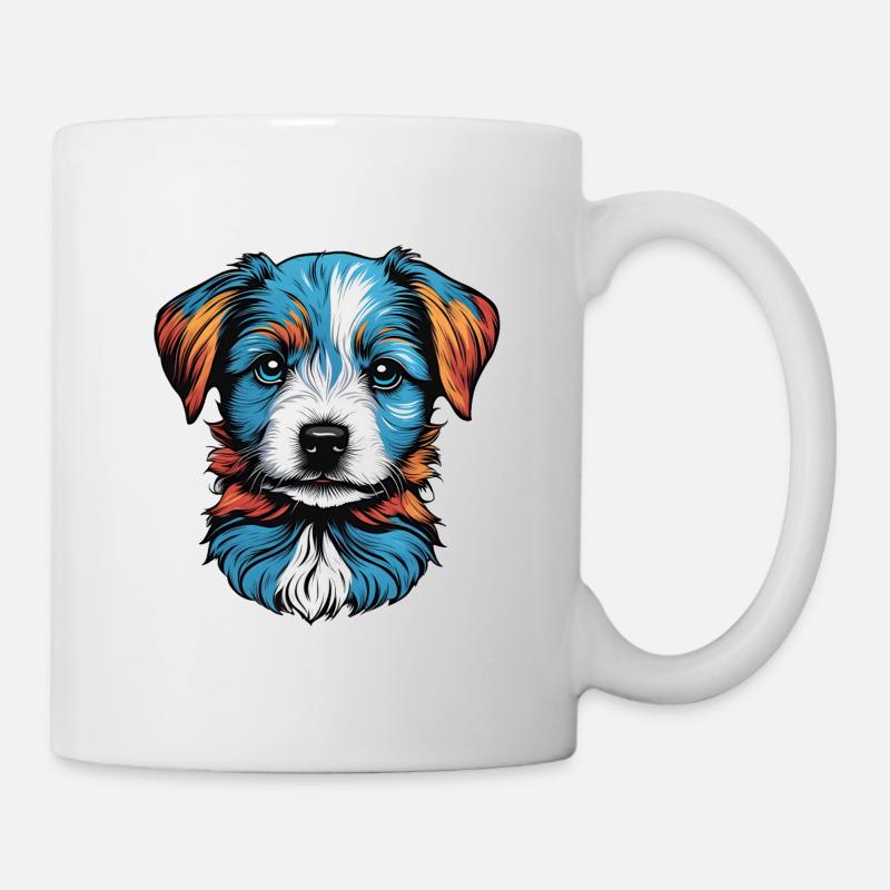 Portrait d'un petit chien bleu - Mug blanc - blanc