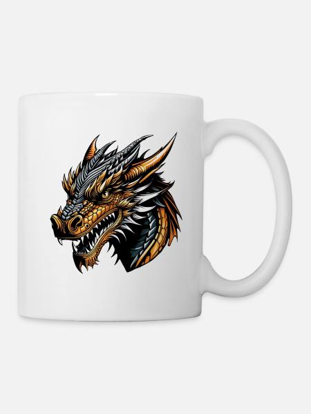 Porträt eines Drachen - Tasse - Weiß