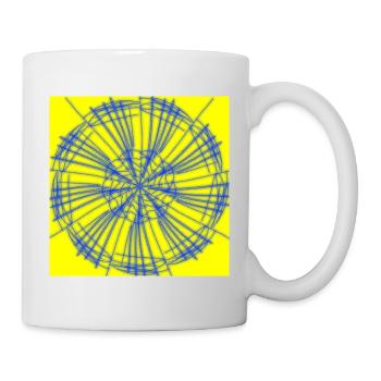 motif géométrique bleu et jaune - Mug blanc - blanc - Droite