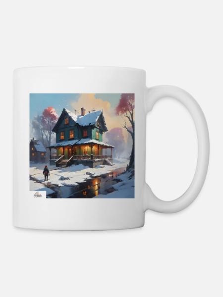 Ruhiges Winterhaus - Tasse - Weiß