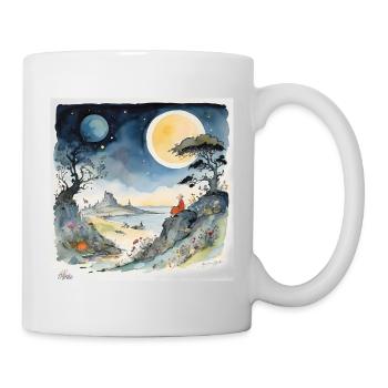 dessin animé de paysage de rêve nocturne - Mug blanc - blanc - Droite
