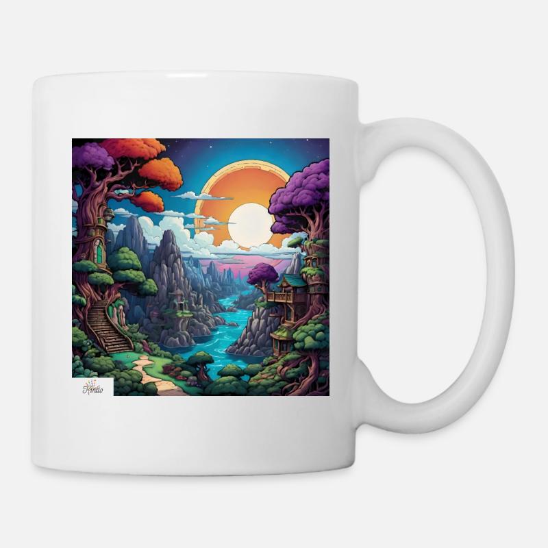 Paysage onirique du monde de la bande dessinée - Mug blanc - blanc