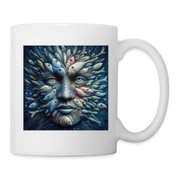 Gesicht aus Fischen - Tasse - Weiß - Rechts