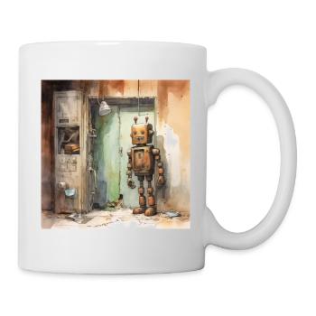 Alter rostiger verlassener Roboter 3 - Tasse - Weiß - Rechts