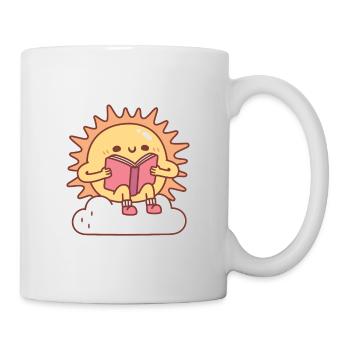 Cute Sun Reading A Book On A Cloud - Mug - white - Right