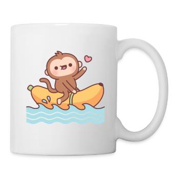 Niedlicher Affe reitet auf Bananenboot - Tasse - Weiß - Rechts