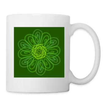 Abstrakte grüne Blume - Tasse - Weiß - Rechts