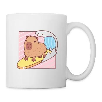 Capybara mignon surfant sur une planche de surf - Mug blanc - blanc - Droite