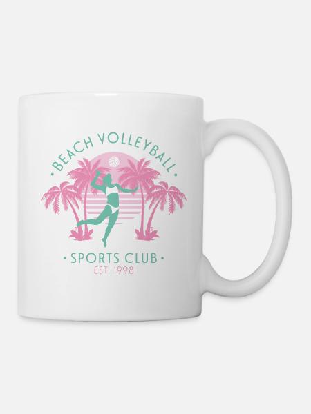 Beach Volleyball - Pink - Tasse - Weiß