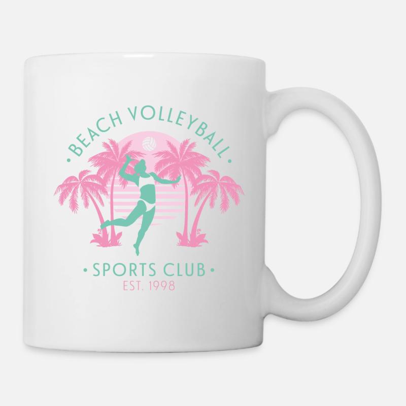 Beach Volleyball - Pink - Tasse - Weiß