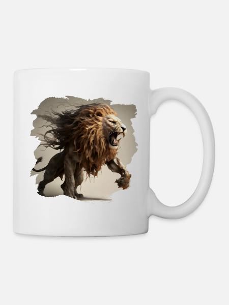 Powerful and Fierce Lion - Mug - white