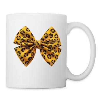 Schickes T-Shirt mit Leopardenschleife - Tasse - Weiß - Rechts