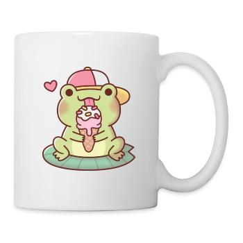 Cute Frog Licking On Ice Cream - Mug - white - Right
