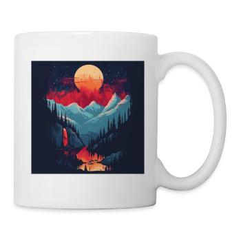 Mondlicht und Natur bei Nacht, Berge, Wald - Tasse - Weiß - Rechts