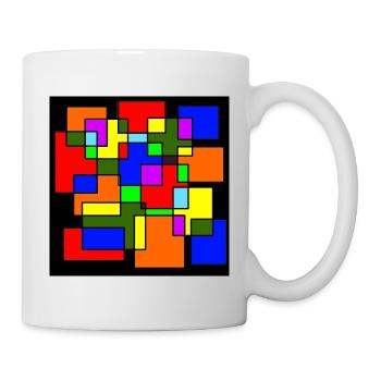 Intersection de carrés colorés - Mug blanc - blanc - Droite