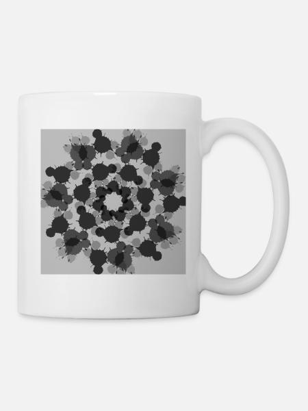 Schwarz-Weiß-abstrakte Blume - Tasse - Weiß