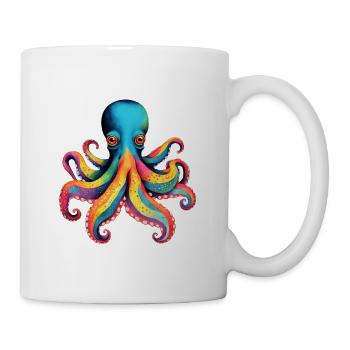 Belle pieuvre aux couleurs de l’arc-en-ciel - Mug blanc - blanc - Droite