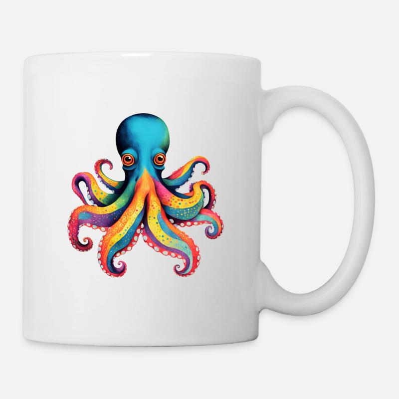 Beautiful octopus in rainbow colours - Mug - white