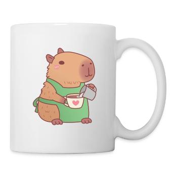 Cute Capybara Barista Making Coffee - Mug - white - Right